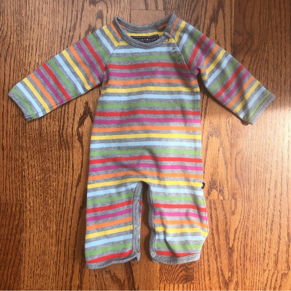 Toobydoo Rainbow Striped Romper 0-3 Months